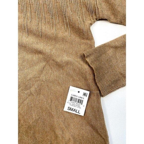 ‎Alfani Sweater Top S Light Brown Metallic-Sparkle - Picture 6 of 10